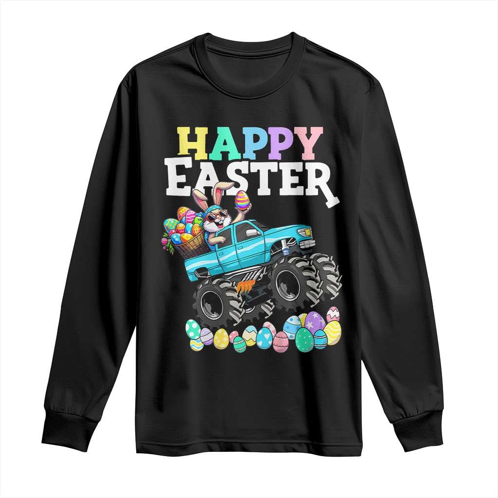 Boys Happy Easter Bunny Monster Truck Long Sleeve Shirt Eggs Cool Rabbit Car Lovers Toddler TS10 Black Print Your Wear