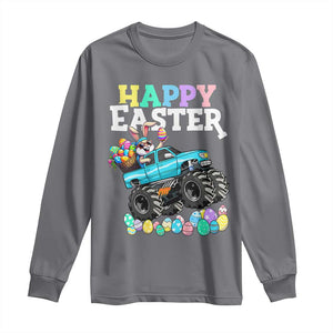Boys Happy Easter Bunny Monster Truck Long Sleeve Shirt Eggs Cool Rabbit Car Lovers Toddler TS10 Charcoal Print Your Wear
