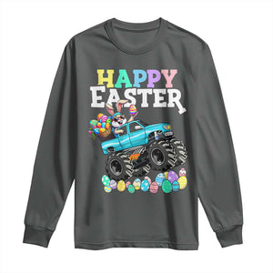 Boys Happy Easter Bunny Monster Truck Long Sleeve Shirt Eggs Cool Rabbit Car Lovers Toddler TS10 Dark Heather Print Your Wear