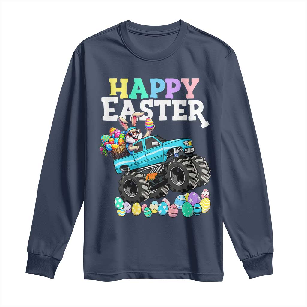 Boys Happy Easter Bunny Monster Truck Long Sleeve Shirt Eggs Cool Rabbit Car Lovers Toddler TS10 Navy Print Your Wear