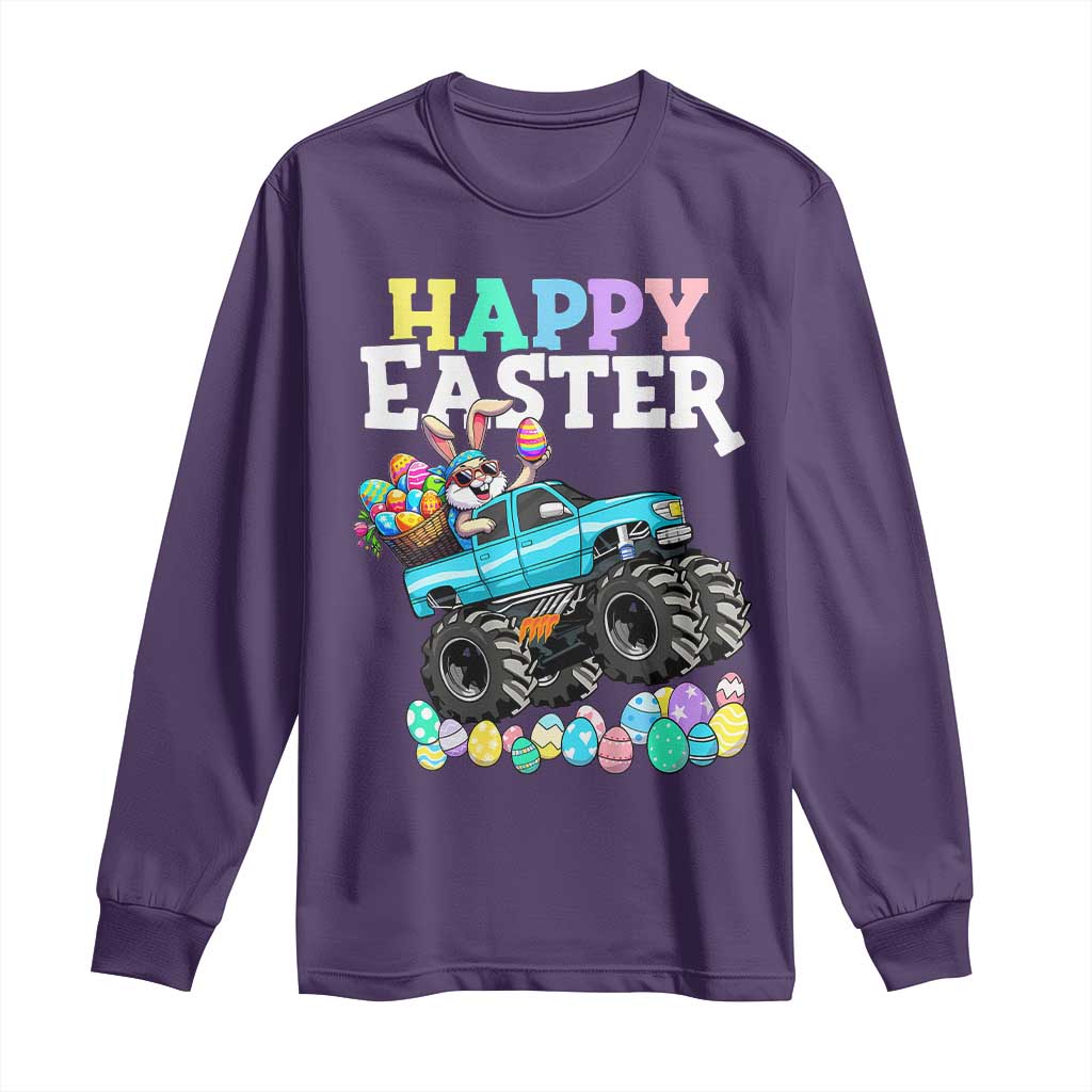 Boys Happy Easter Bunny Monster Truck Long Sleeve Shirt Eggs Cool Rabbit Car Lovers Toddler TS10 Purple Print Your Wear