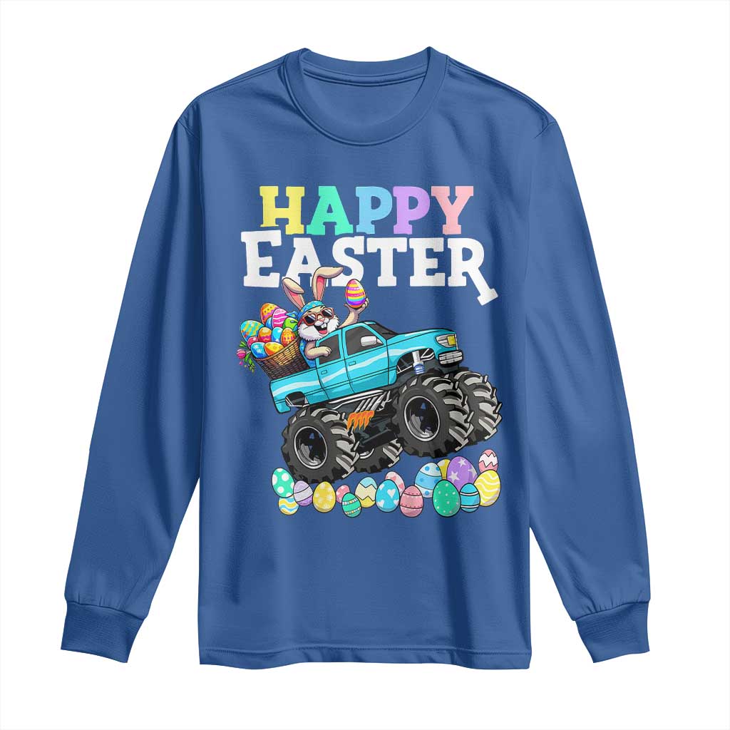 Boys Happy Easter Bunny Monster Truck Long Sleeve Shirt Eggs Cool Rabbit Car Lovers Toddler TS10 Royal Blue Print Your Wear