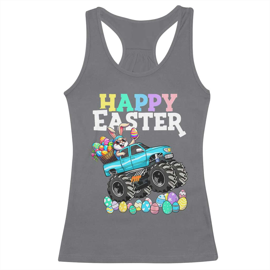 Boys Happy Easter Bunny Monster Truck Racerback Tank Top Eggs Cool Rabbit Car Lovers Toddler TS10 Charcoal Print Your Wear