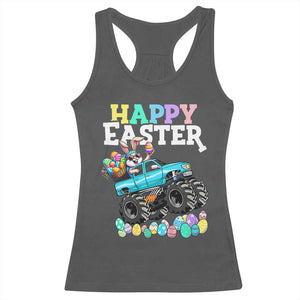 Boys Happy Easter Bunny Monster Truck Racerback Tank Top Eggs Cool Rabbit Car Lovers Toddler TS10 Dark Heather Print Your Wear