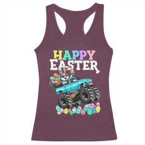 Boys Happy Easter Bunny Monster Truck Racerback Tank Top Eggs Cool Rabbit Car Lovers Toddler TS10 Maroon Print Your Wear