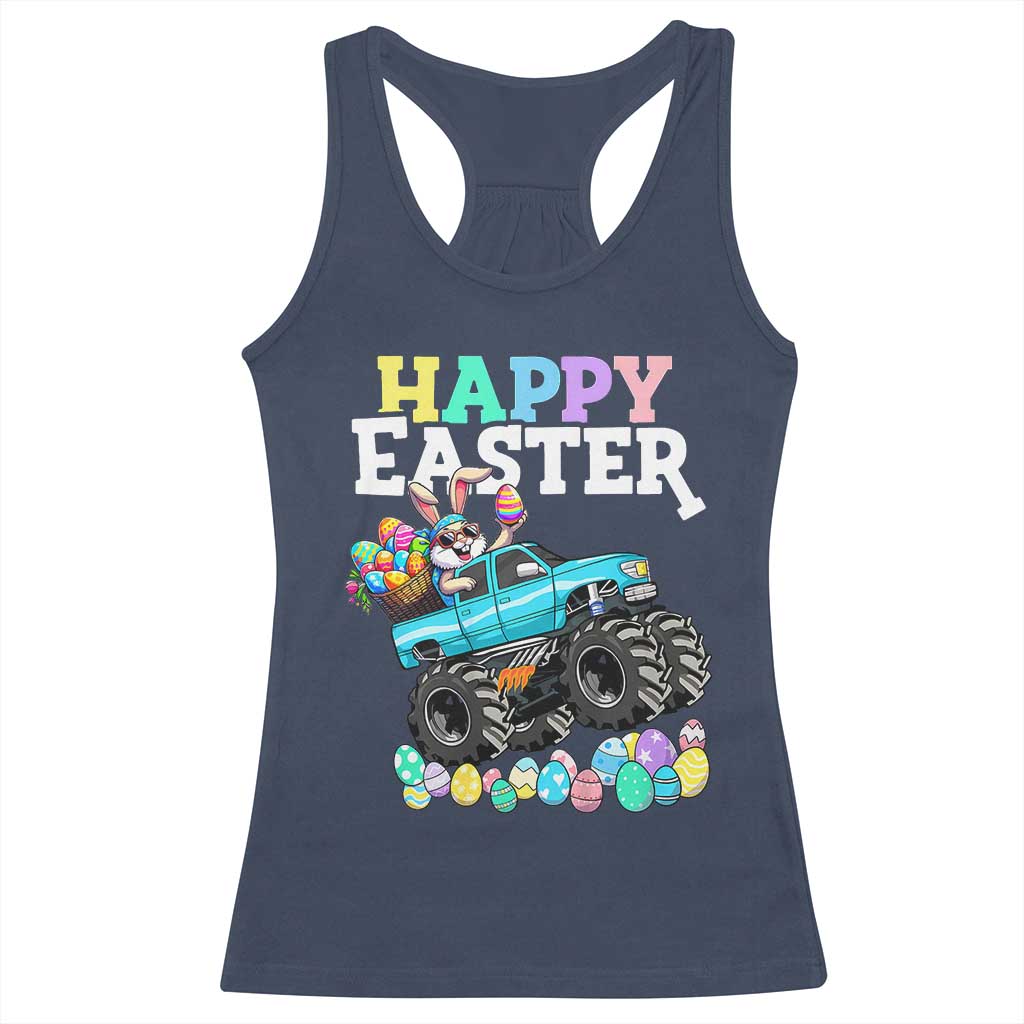 Boys Happy Easter Bunny Monster Truck Racerback Tank Top Eggs Cool Rabbit Car Lovers Toddler TS10 Navy Print Your Wear