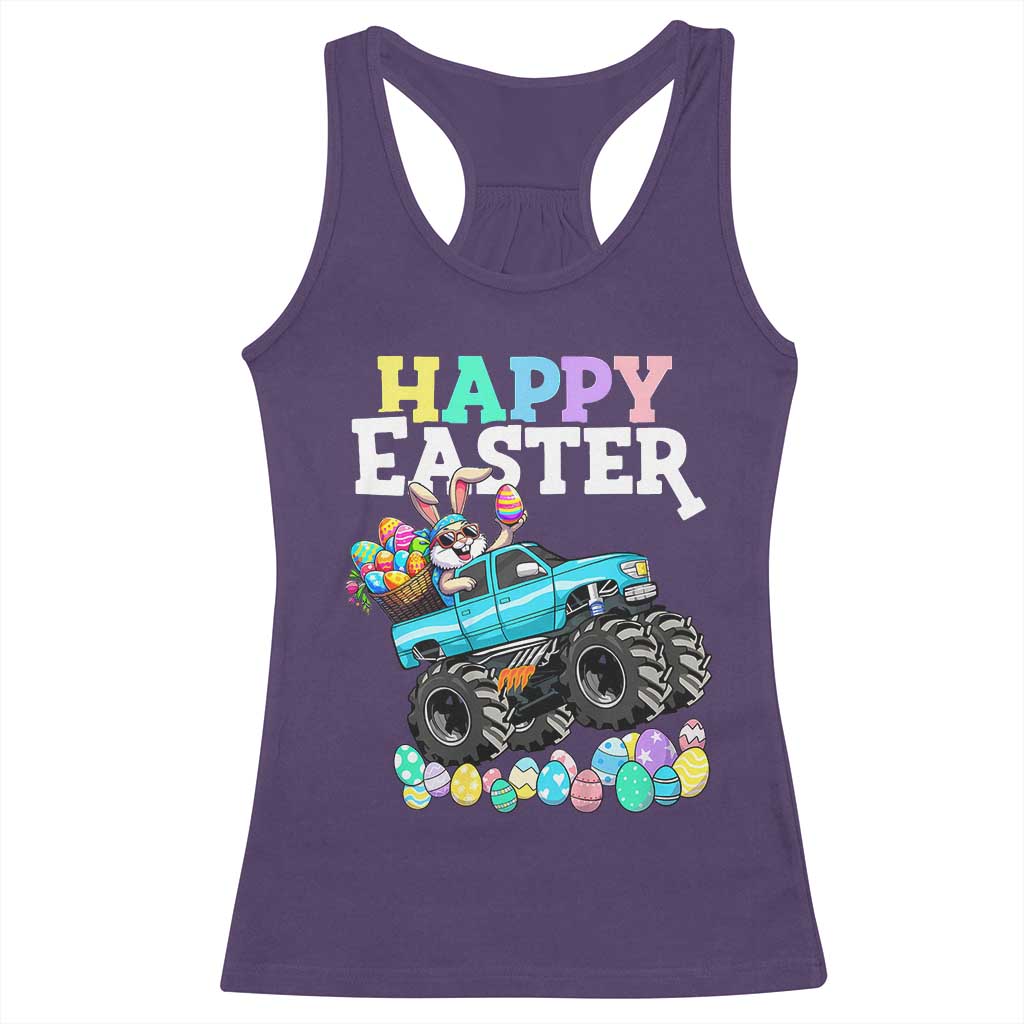 Boys Happy Easter Bunny Monster Truck Racerback Tank Top Eggs Cool Rabbit Car Lovers Toddler TS10 Purple Print Your Wear