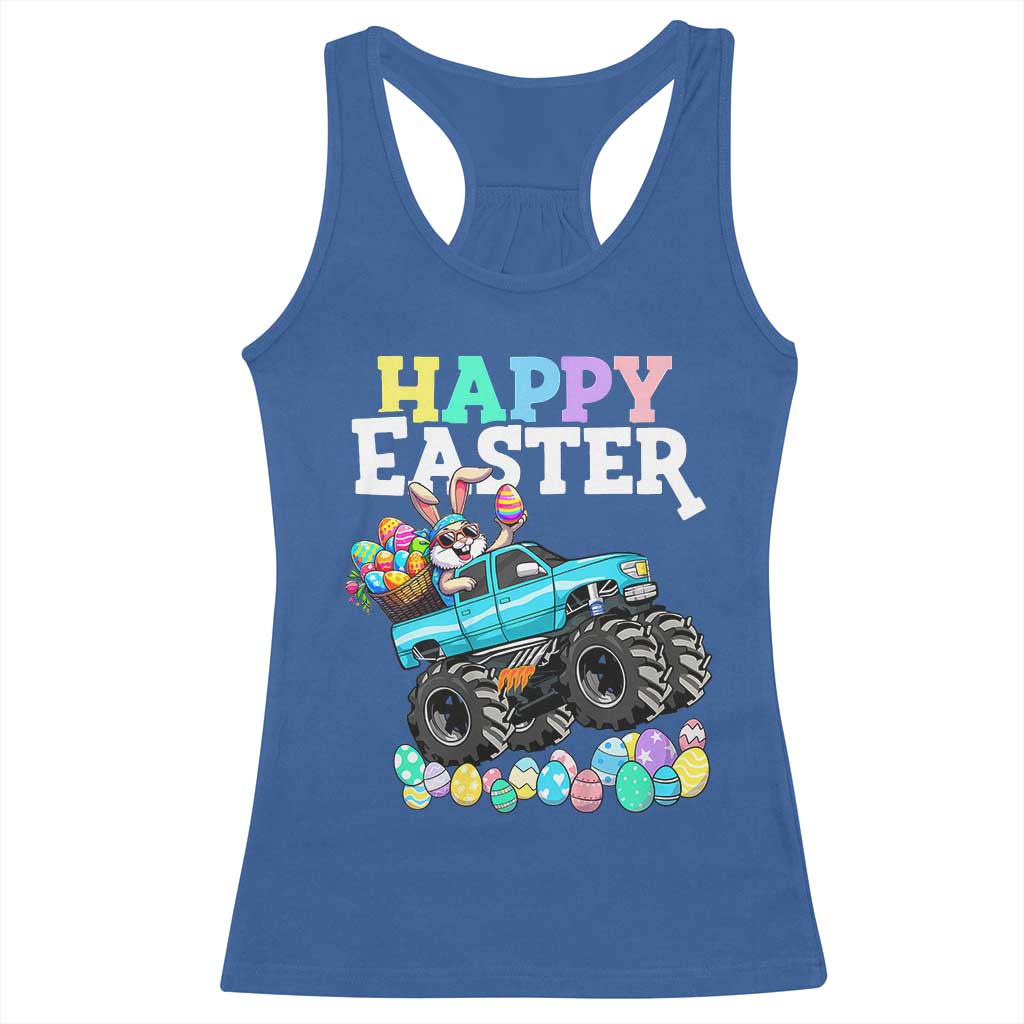 Boys Happy Easter Bunny Monster Truck Racerback Tank Top Eggs Cool Rabbit Car Lovers Toddler TS10 Royal Blue Print Your Wear