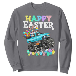 Boys Happy Easter Bunny Monster Truck Sweatshirt Eggs Cool Rabbit Car Lovers Toddler TS10 Charcoal Print Your Wear