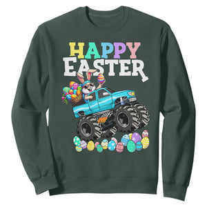 Boys Happy Easter Bunny Monster Truck Sweatshirt Eggs Cool Rabbit Car Lovers Toddler TS10 Dark Forest Green Print Your Wear