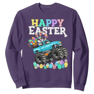 Boys Happy Easter Bunny Monster Truck Sweatshirt Eggs Cool Rabbit Car Lovers Toddler TS10 Purple Print Your Wear