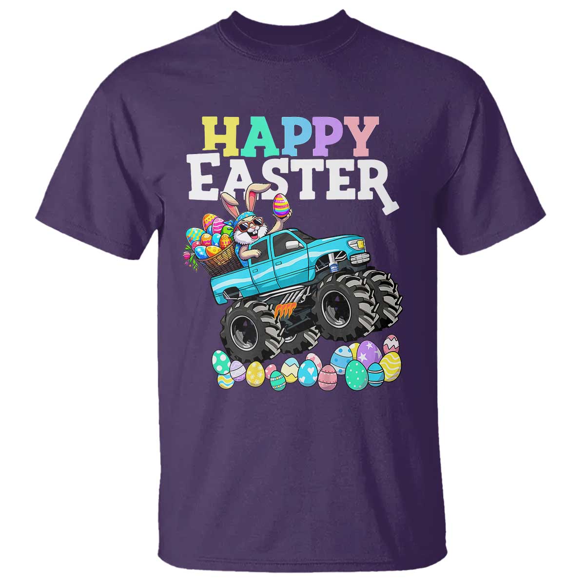 Boys Happy Easter Bunny Monster Truck T Shirt Eggs Cool Rabbit Car Lovers Toddler TS10 Purple Print Your Wear