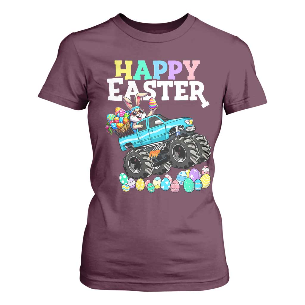 Boys Happy Easter Bunny Monster Truck T Shirt For Women Eggs Cool Rabbit Car Lovers Toddler TS10 Maroon Print Your Wear