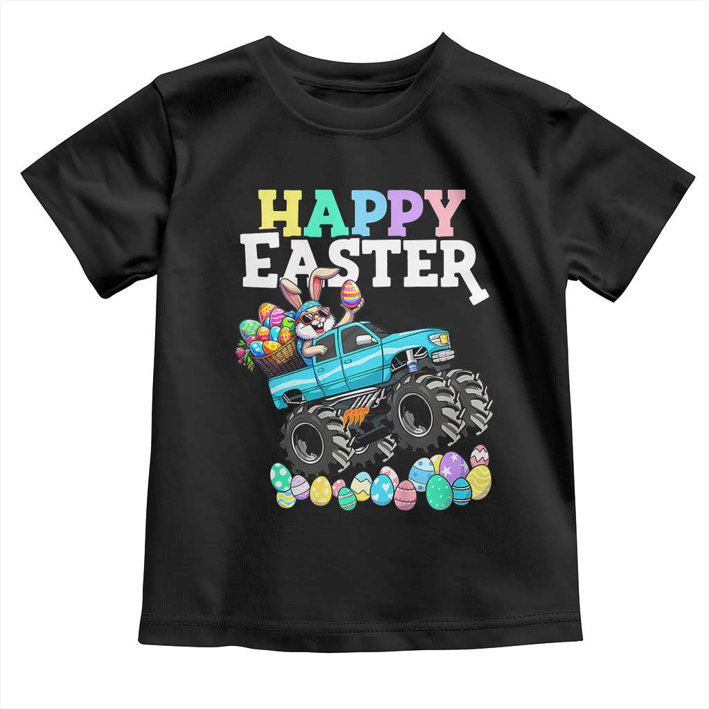 Boys Happy Easter Bunny Monster Truck Toddler T Shirt Eggs Cool Rabbit Car Lovers Toddler TS10 Black Print Your Wear