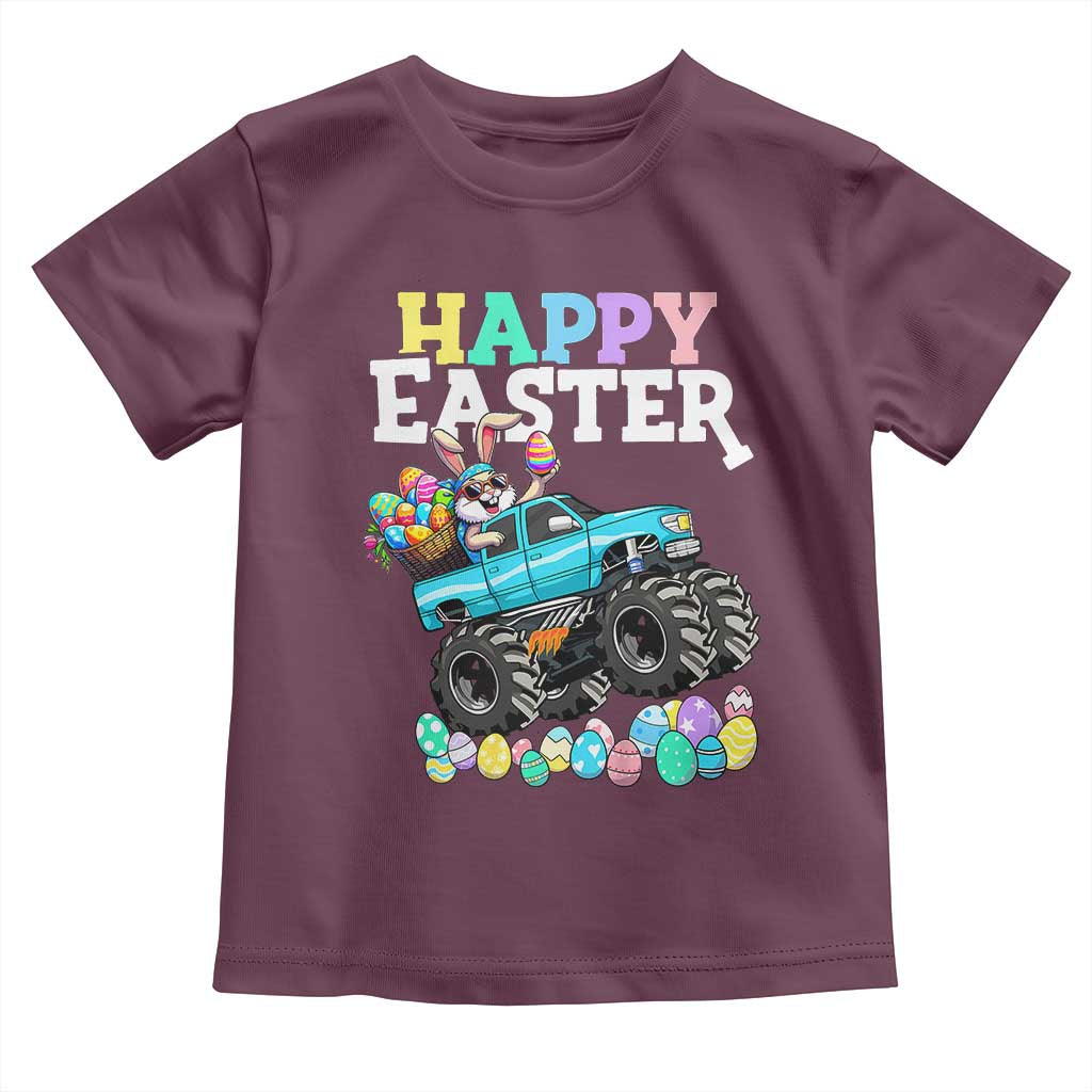 Boys Happy Easter Bunny Monster Truck Toddler T Shirt Eggs Cool Rabbit Car Lovers Toddler TS10 Maroon Print Your Wear