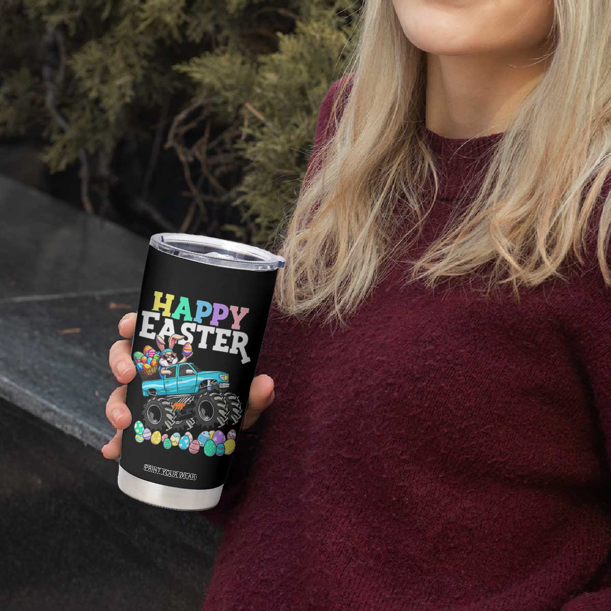 Boys Happy Easter Bunny Monster Truck Tumbler Cup Eggs Cool Rabbit Car Lovers Toddler TS10 Print Your Wear