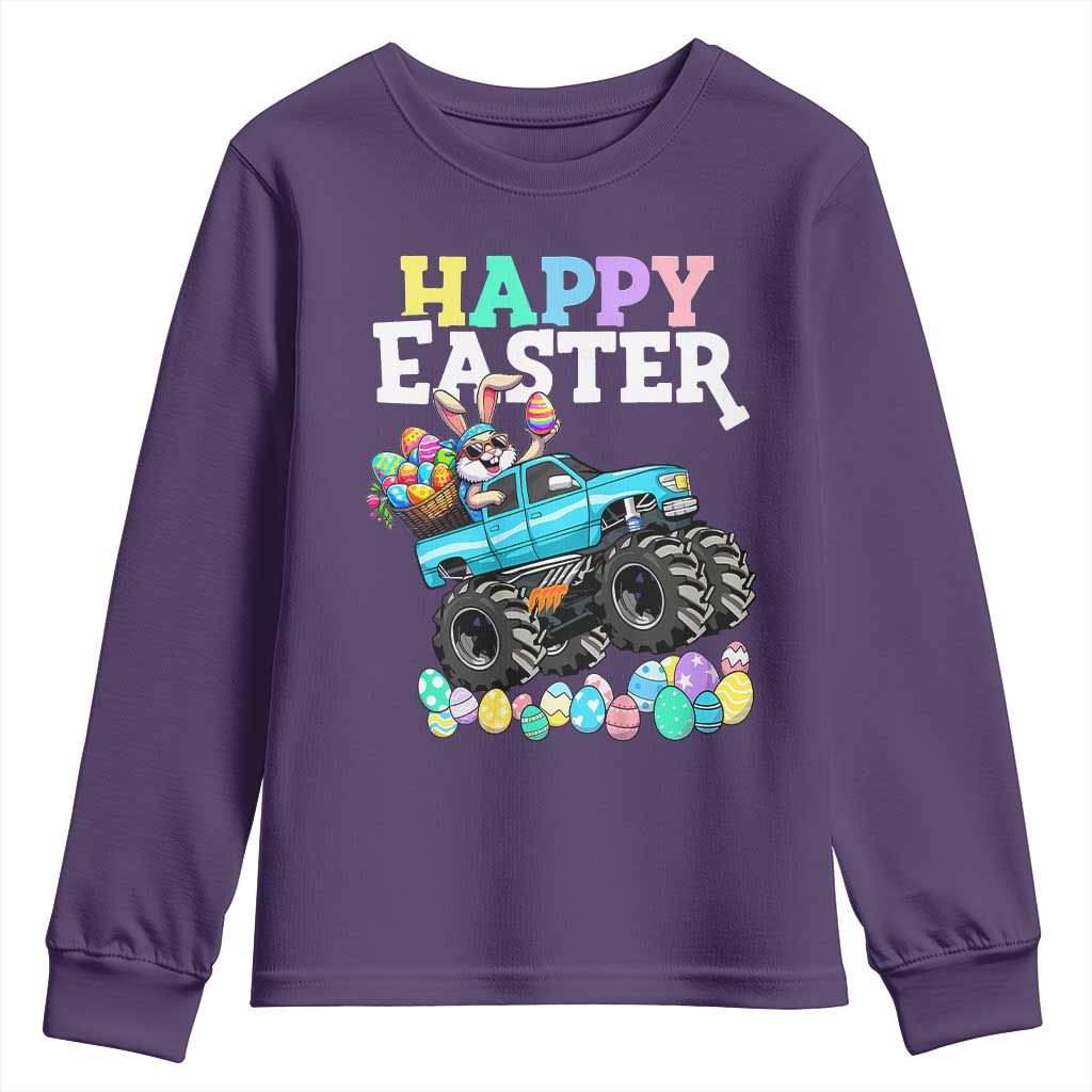 Boys Happy Easter Bunny Monster Truck Youth Sweatshirt Eggs Cool Rabbit Car Lovers Toddler TS10 Purple Print Your Wear