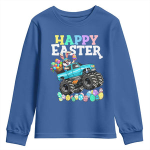 Boys Happy Easter Bunny Monster Truck Youth Sweatshirt Eggs Cool Rabbit Car Lovers Toddler TS10 Royal Blue Print Your Wear