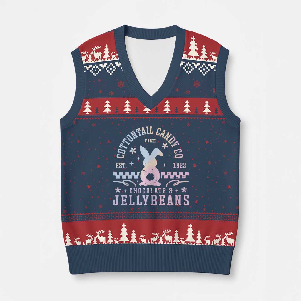 Cottontail Candy Company Easter V-Neck Knit Sweater Vest Carrot Bunny Rabbit Family Matching TS10 Navy Red Print Your Wear