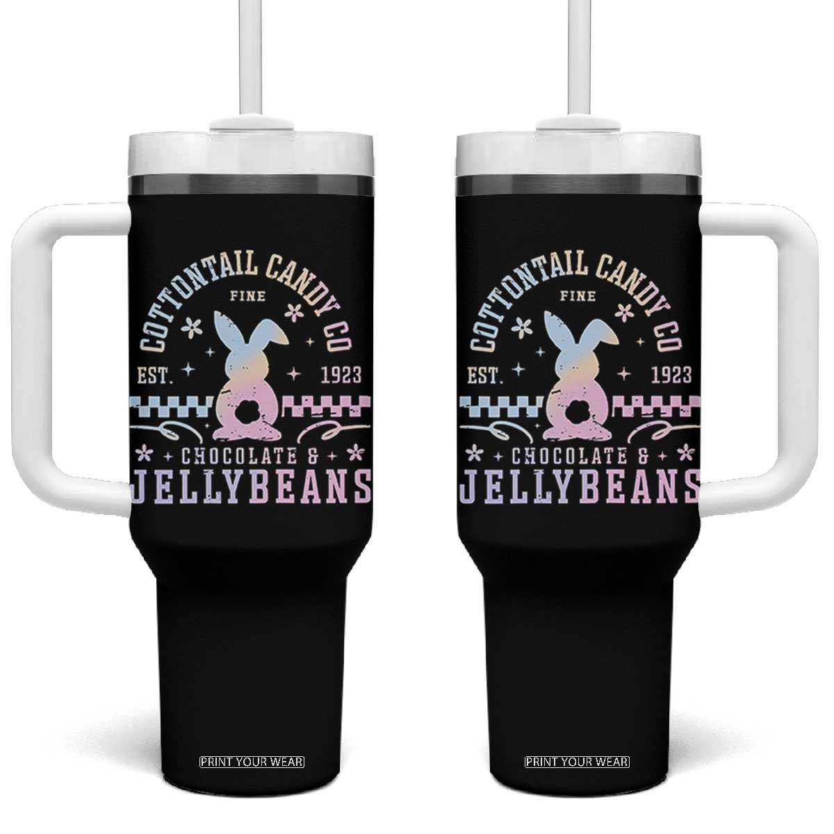 Cottontail Candy Company Easter Tumbler With Handle Carrot Bunny Rabbit Family Matching TS10 One Size: 40 oz Black Print Your Wear