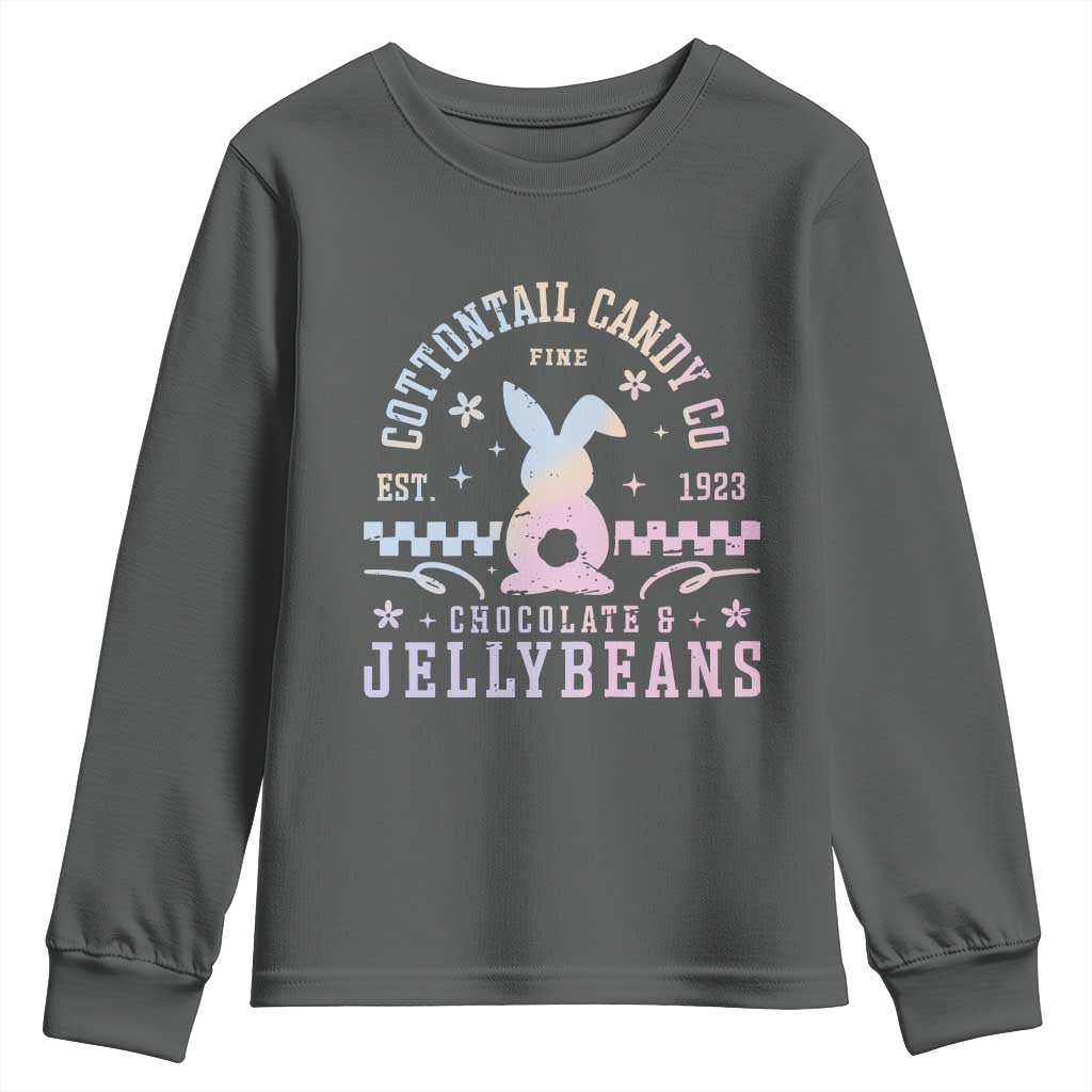 Cottontail Candy Company Easter Youth Sweatshirt Carrot Bunny Rabbit Family Matching TS10 Dark Heather Print Your Wear