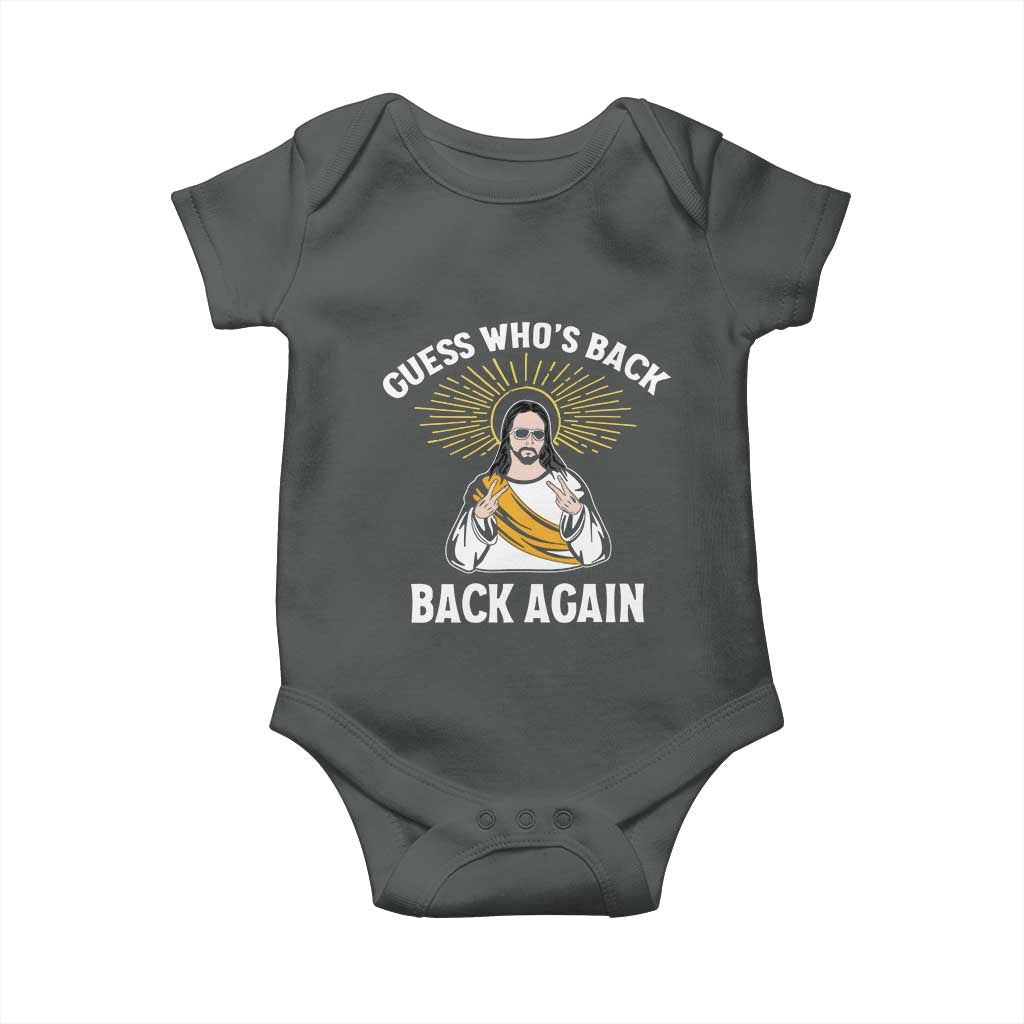 Guess Whos Back Baby Onesie Funny Easter Jesus TS10 Dark Heather Print Your Wear