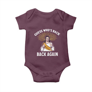 Guess Whos Back Baby Onesie Funny Easter Jesus TS10 Maroon Print Your Wear