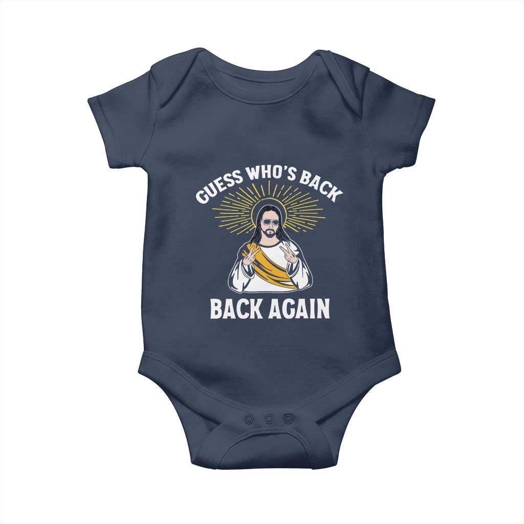 Guess Whos Back Baby Onesie Funny Easter Jesus TS10 Navy Print Your Wear