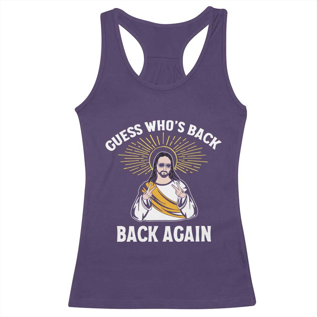 Guess Whos Back Racerback Tank Top Funny Easter Jesus TS10 Purple Print Your Wear