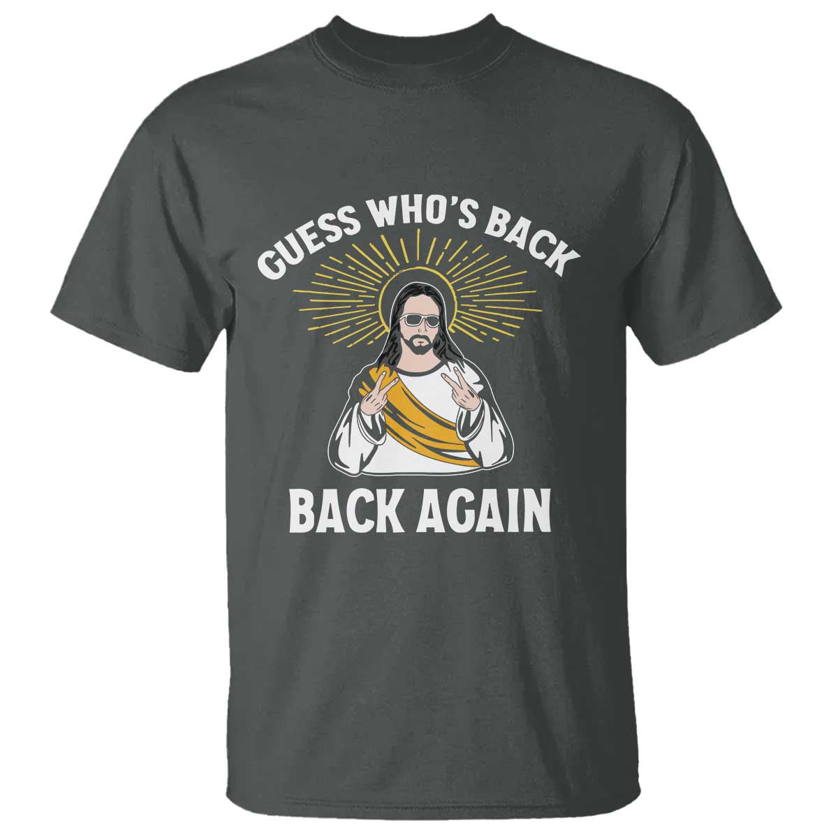 Guess Whos Back T Shirt Funny Easter Jesus TS10 Dark Heather Print Your Wear
