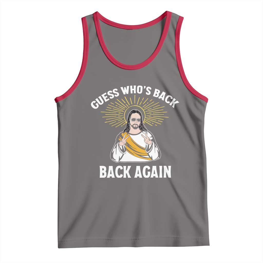Guess Whos Back Tank Top Funny Easter Jesus TS10 Deep Heather Red Print Your Wear