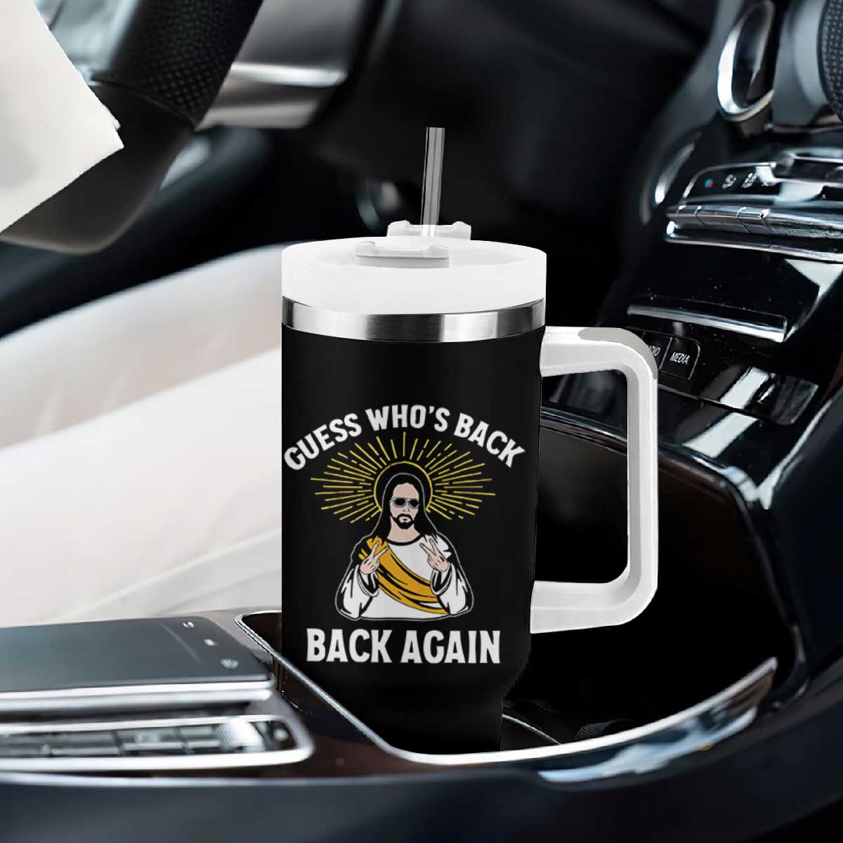 Guess Whos Back Tumbler With Handle Funny Easter Jesus TS10 Print Your Wear