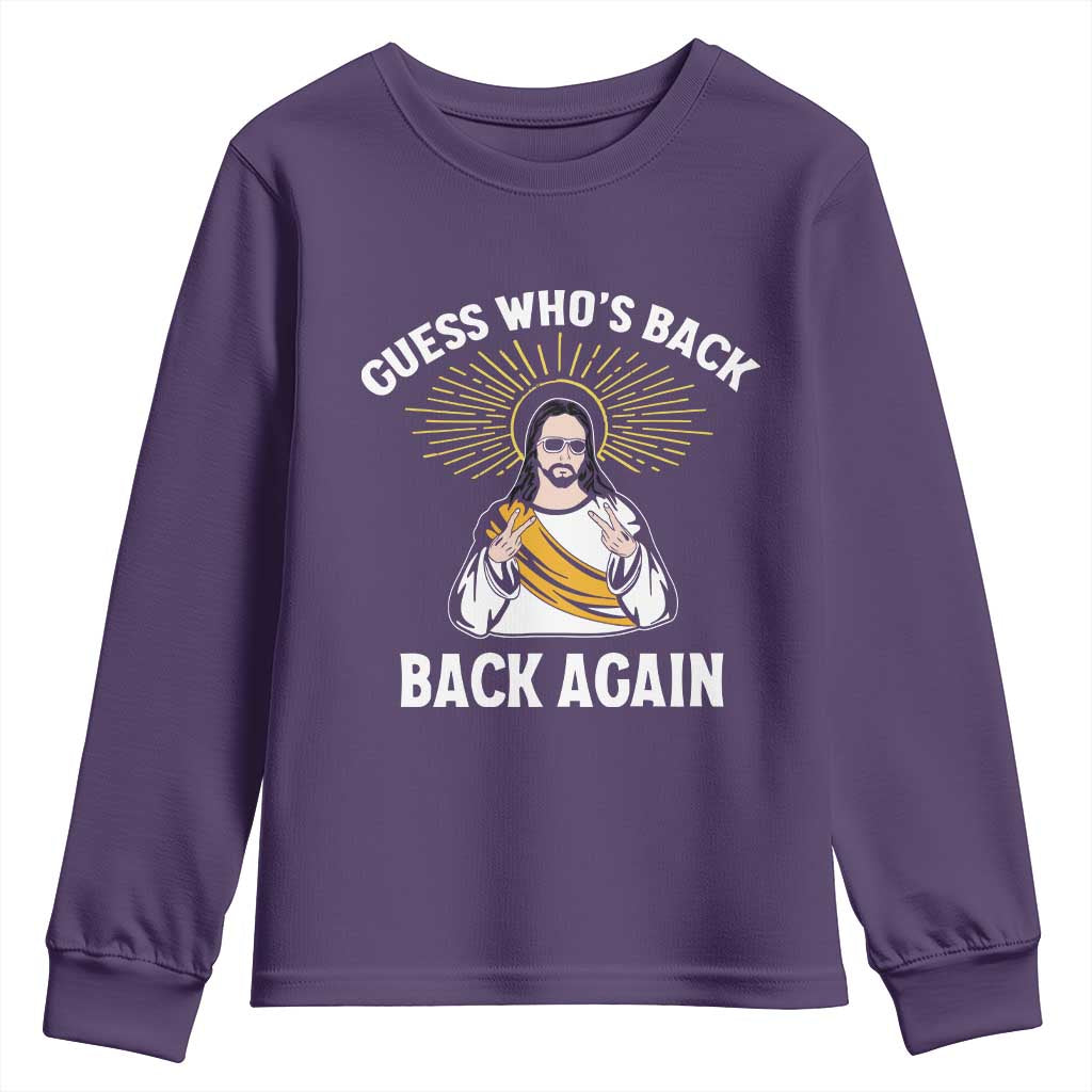Guess Whos Back Youth Sweatshirt Funny Easter Jesus TS10 Purple Print Your Wear