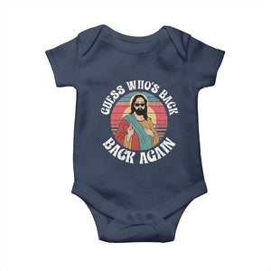 Funny Easter Jesus Baby Onesie Retro Vintage Guess Whos Back Again TS10 Navy Print Your Wear