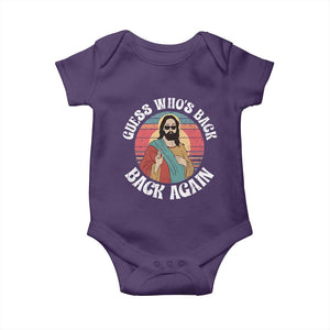 Funny Easter Jesus Baby Onesie Retro Vintage Guess Whos Back Again TS10 Purple Print Your Wear