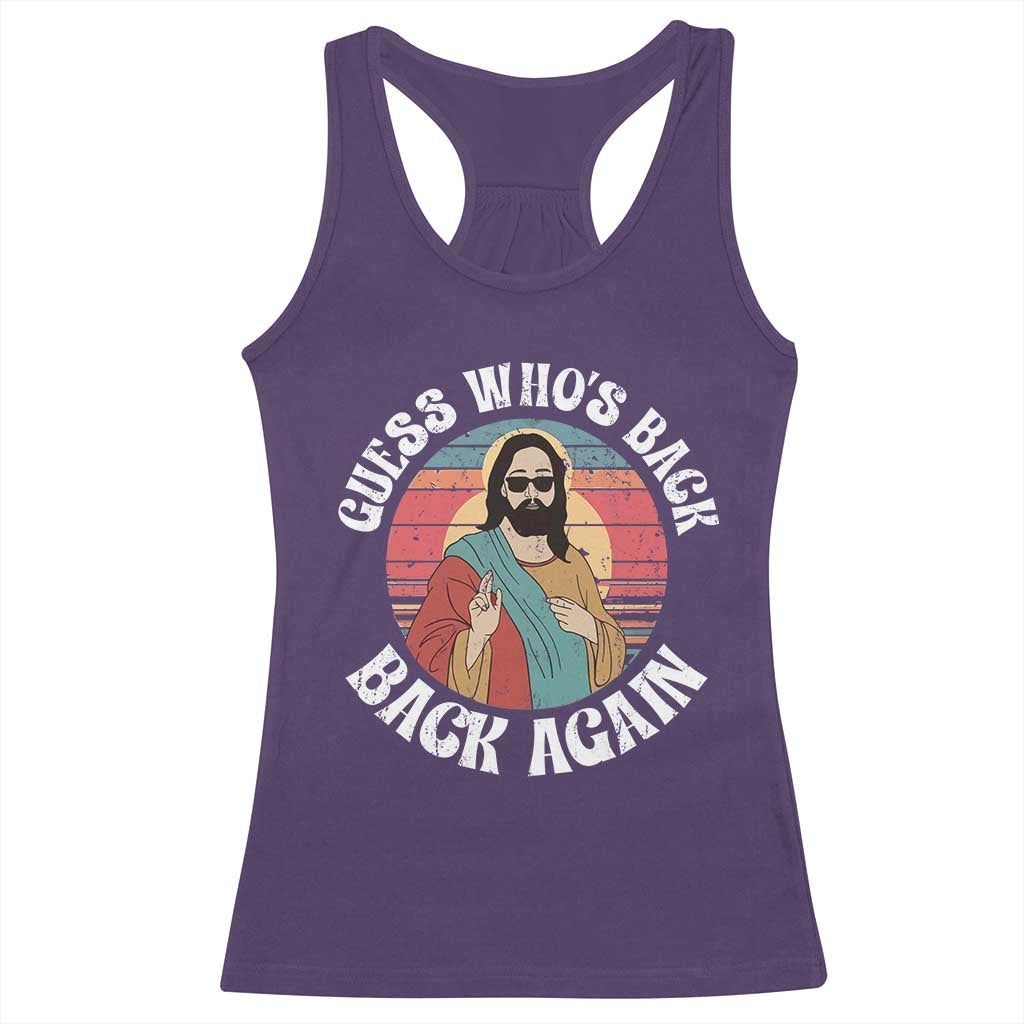Funny Easter Jesus Racerback Tank Top Retro Vintage Guess Whos Back Again TS10 Purple Print Your Wear