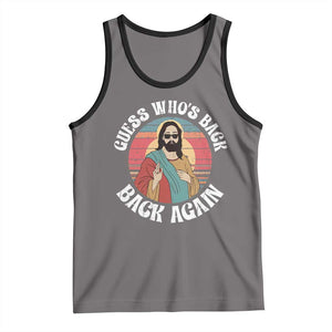 Funny Easter Jesus Tank Top Retro Vintage Guess Whos Back Again TS10 Deep Heather Black Print Your Wear