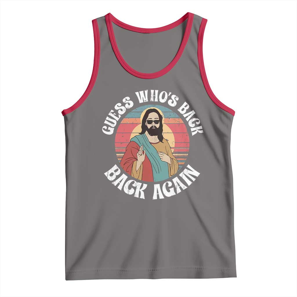 Funny Easter Jesus Tank Top Retro Vintage Guess Whos Back Again TS10 Deep Heather Red Print Your Wear