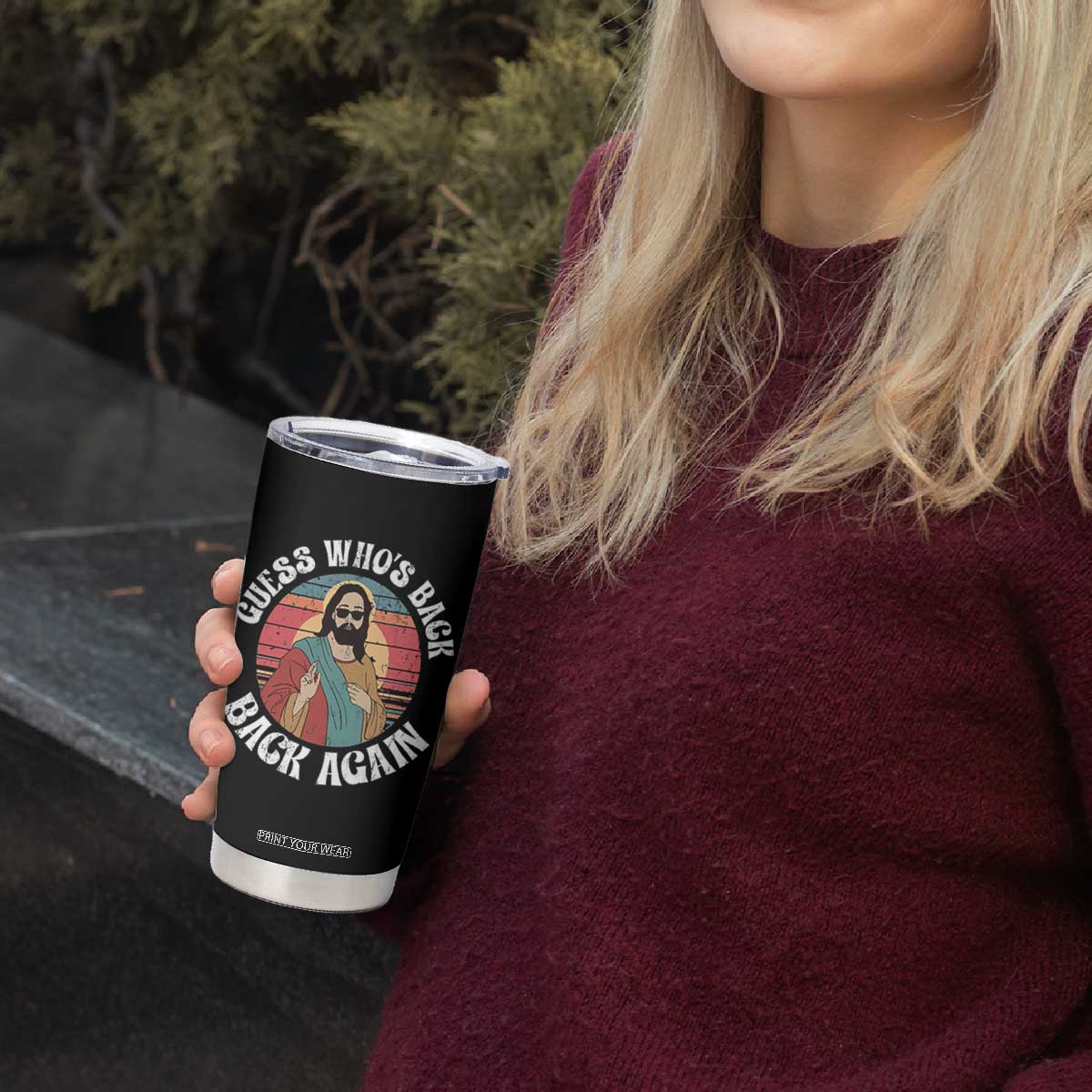 Funny Easter Jesus Tumbler Cup Retro Vintage Guess Whos Back Again TS10 Print Your Wear