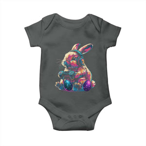 Gamer Rabbit Baby Onesie Cute Bunny Gaming Eggs Funny Video Games Easter TS10 Dark Heather Print Your Wear