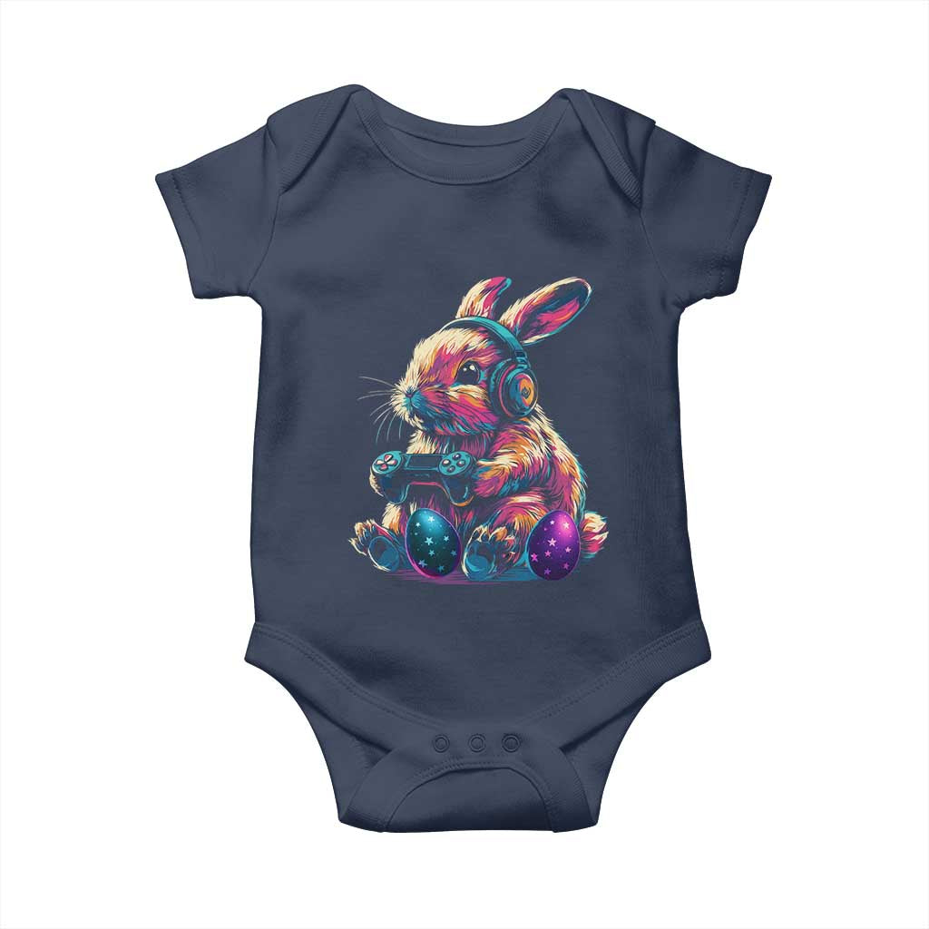 Gamer Rabbit Baby Onesie Cute Bunny Gaming Eggs Funny Video Games Easter TS10 Navy Print Your Wear