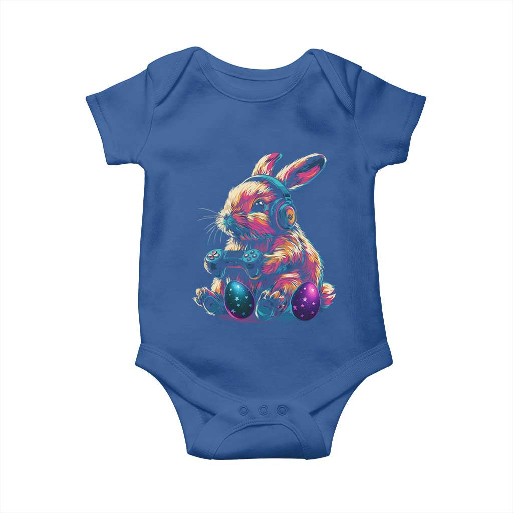 Gamer Rabbit Baby Onesie Cute Bunny Gaming Eggs Funny Video Games Easter TS10 Royal Blue Print Your Wear