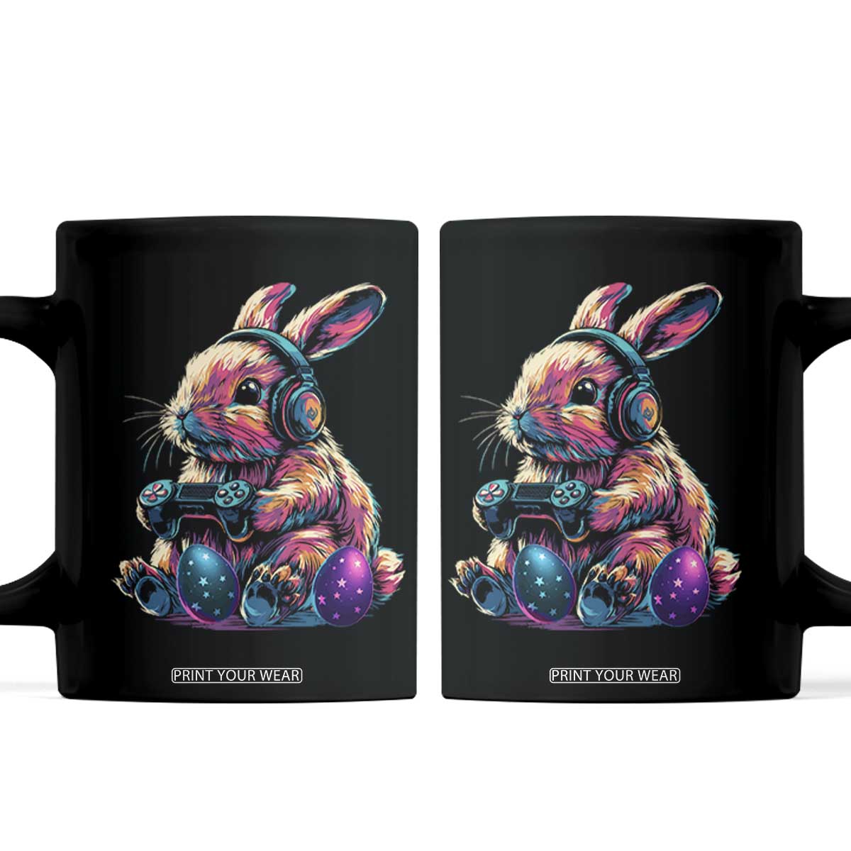 Gamer Rabbit Coffee Mug Cute Bunny Gaming Eggs Funny Video Games Easter TS10 Black Print Your Wear