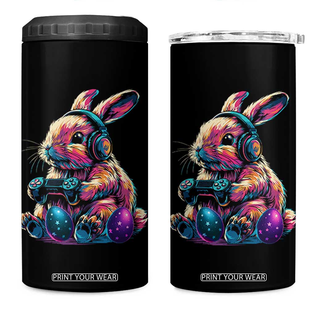 Gamer Rabbit 4 in 1 Can Cooler Tumbler Cute Bunny Gaming Eggs Funny Video Games Easter TS10 One Size: 16 oz Black Print Your Wear