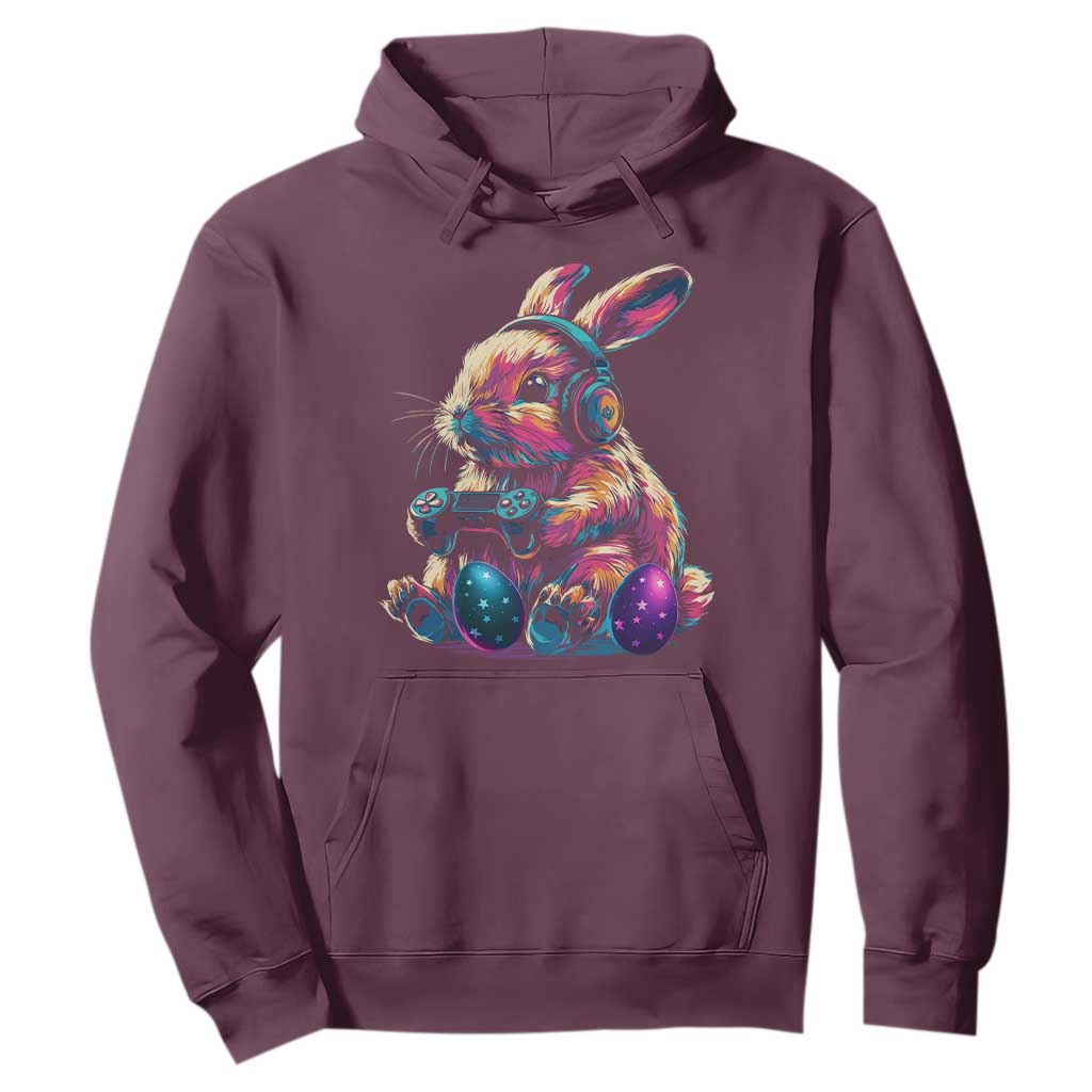 Gamer Rabbit Hoodie Cute Bunny Gaming Eggs Funny Video Games Easter TS10 Maroon Print Your Wear