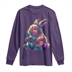 Gamer Rabbit Long Sleeve Shirt Cute Bunny Gaming Eggs Funny Video Games Easter TS10 Purple Print Your Wear