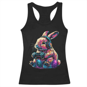 Gamer Rabbit Racerback Tank Top Cute Bunny Gaming Eggs Funny Video Games Easter TS10 Black Print Your Wear