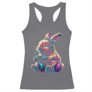 Gamer Rabbit Racerback Tank Top Cute Bunny Gaming Eggs Funny Video Games Easter TS10 Charcoal Print Your Wear