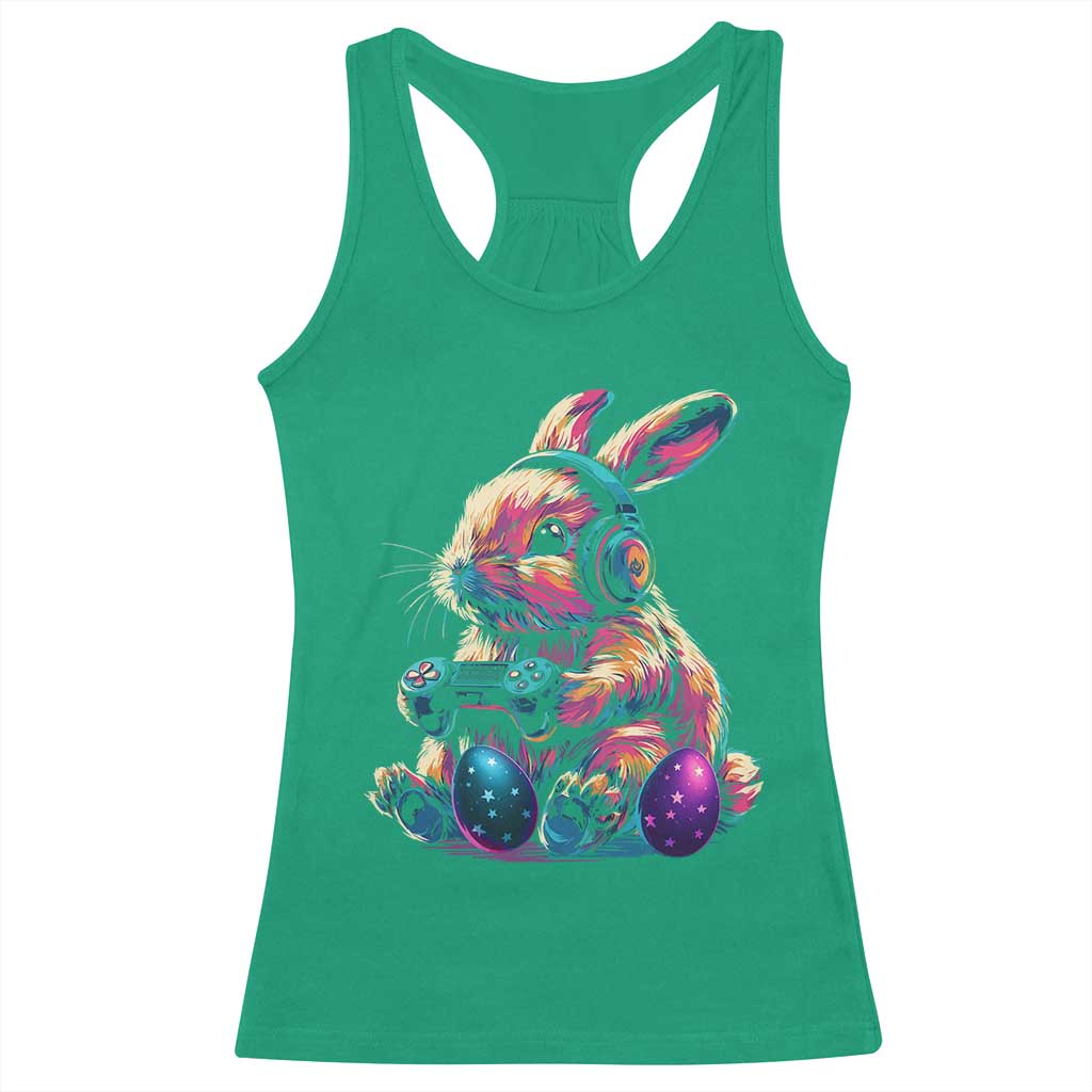 Gamer Rabbit Racerback Tank Top Cute Bunny Gaming Eggs Funny Video Games Easter TS10 Irish Green Print Your Wear