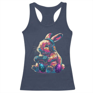 Gamer Rabbit Racerback Tank Top Cute Bunny Gaming Eggs Funny Video Games Easter TS10 Navy Print Your Wear